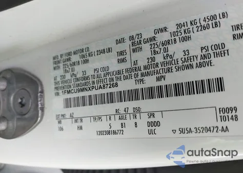 2023 Ford Escape St-Line из США, поврежденный, VIN 1FMCU9MNXPUA87268